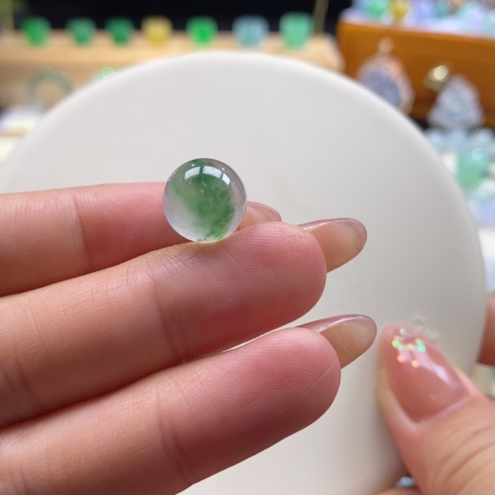 翡翠吊坠(不含链)未镶嵌翡翠高冰茶飘绿花珠卡11.6m