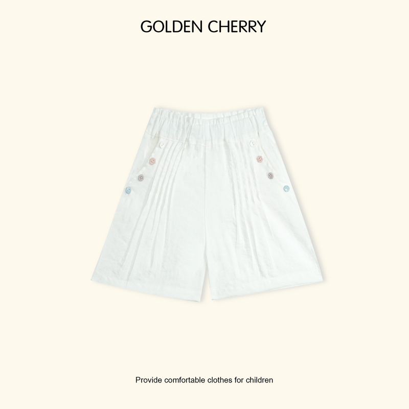 【金樱桃Golden cherry】小童八粒花扣白色休闲五分短裤JYT2252