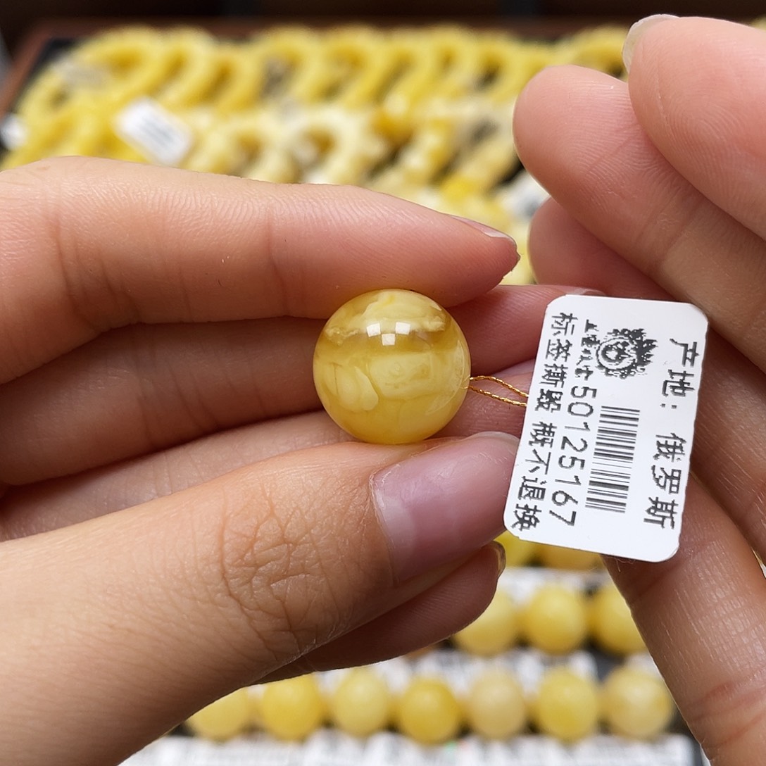 未镶嵌蜜蜡裸石圆珠14.6mm