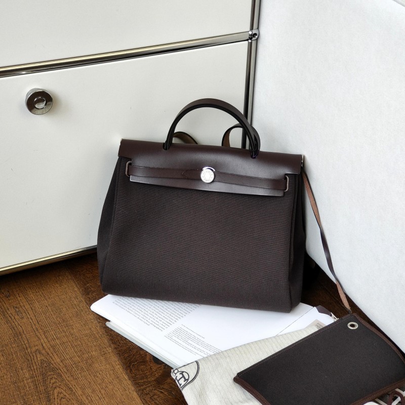 95新 Hermes/爱马仕 【24期免息】Herbag31拼皮珐琅扣斜挎包52074