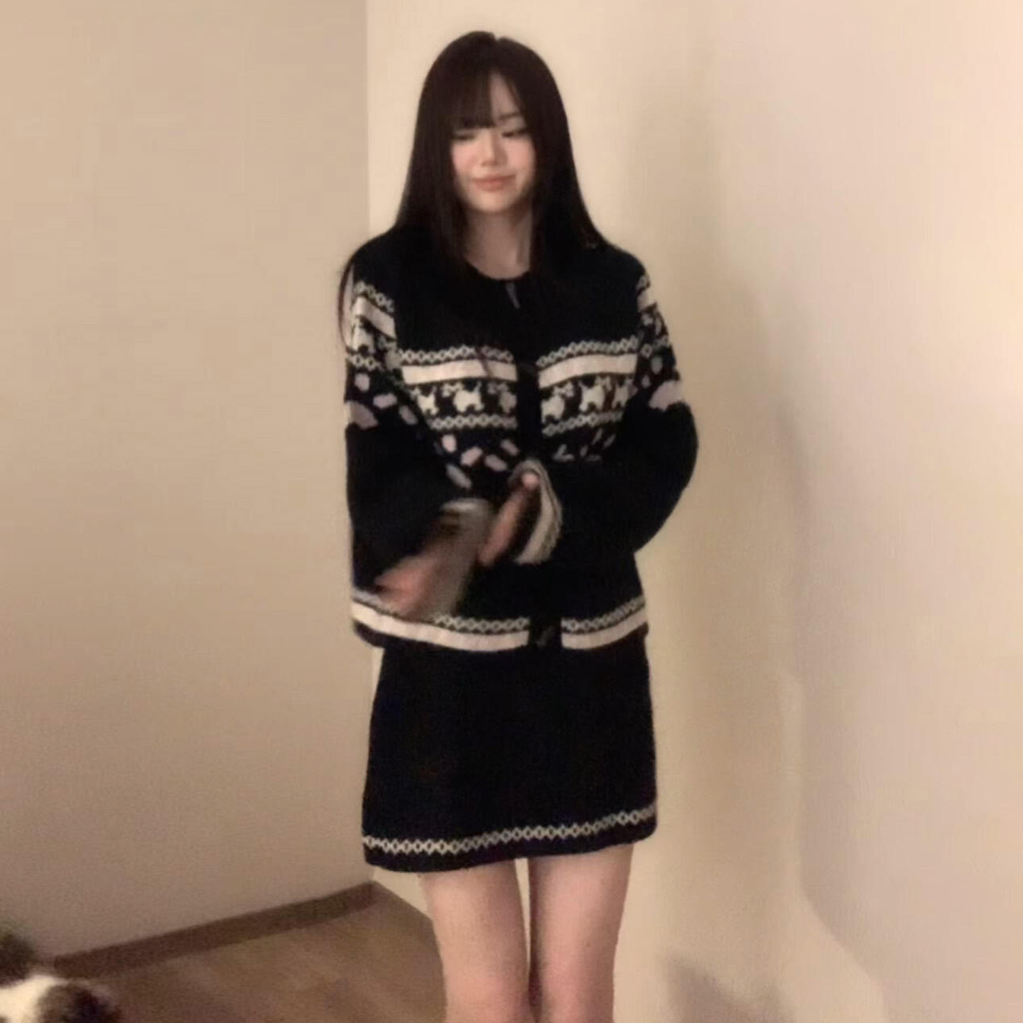 温柔风法式针织连衣裙子女春秋2025新款毛衣外套短裙高级感套装裙