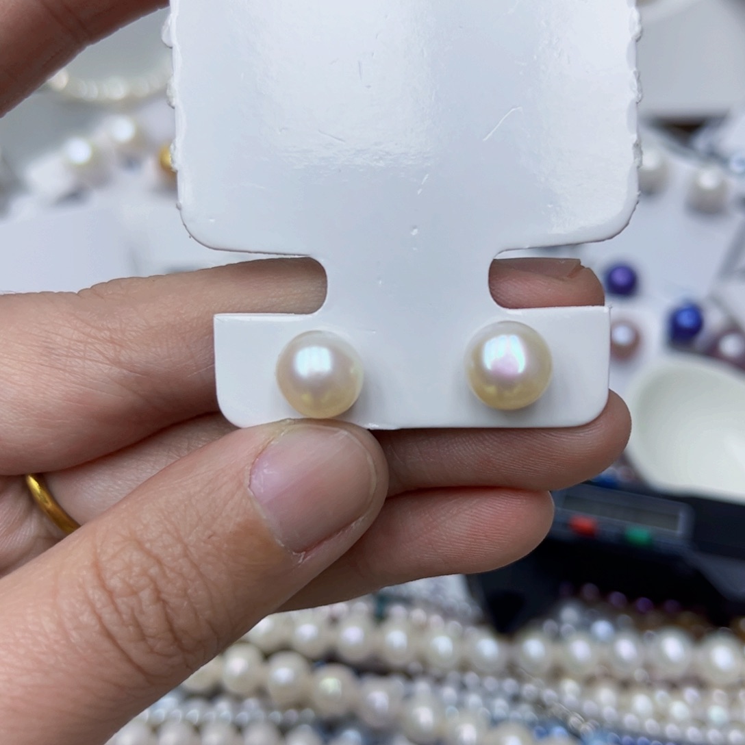 淡水珍珠耳饰银S925镶嵌