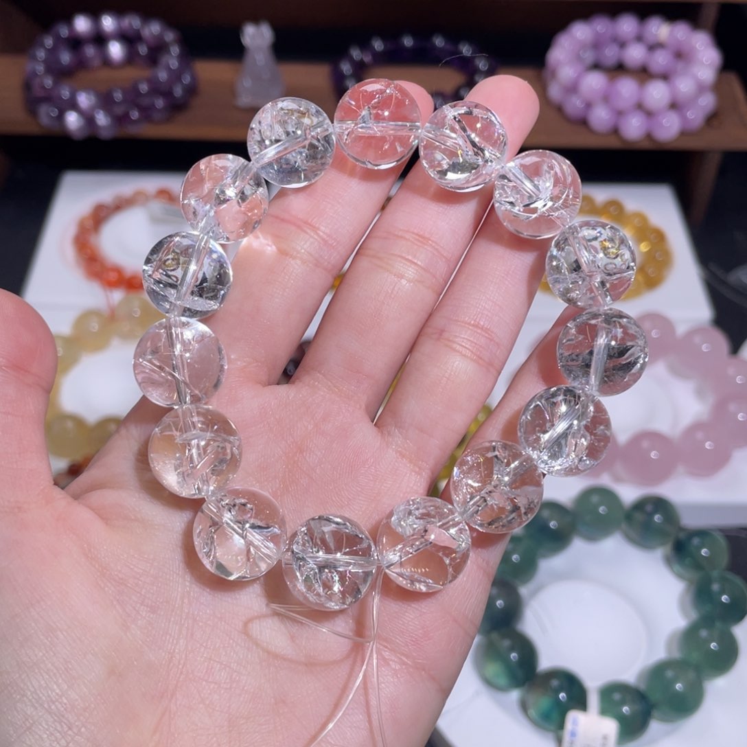 【闪购商品】水晶手链未镶嵌大爆闪白阿塞14.8