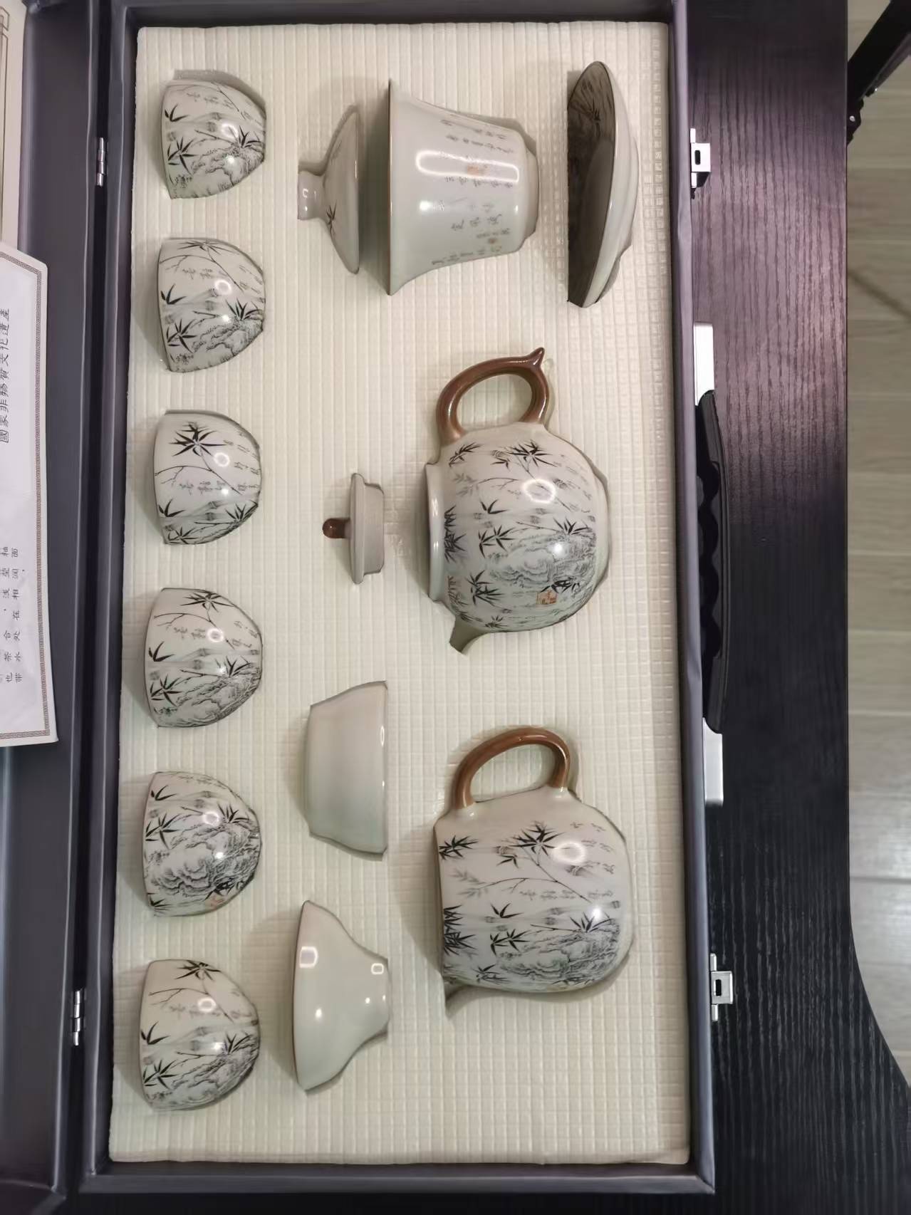【凯灼陶社】新中式古味烧水墨竹汝窑茶具套装