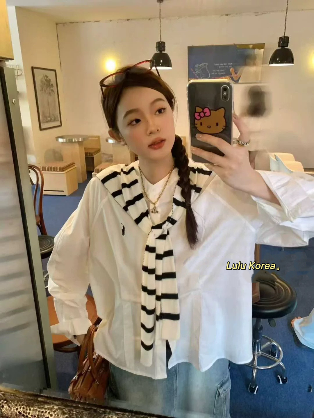 （反转人生）韩国代购2025早秋大码显瘦刺绣小马标长袖衬衫女潮3233