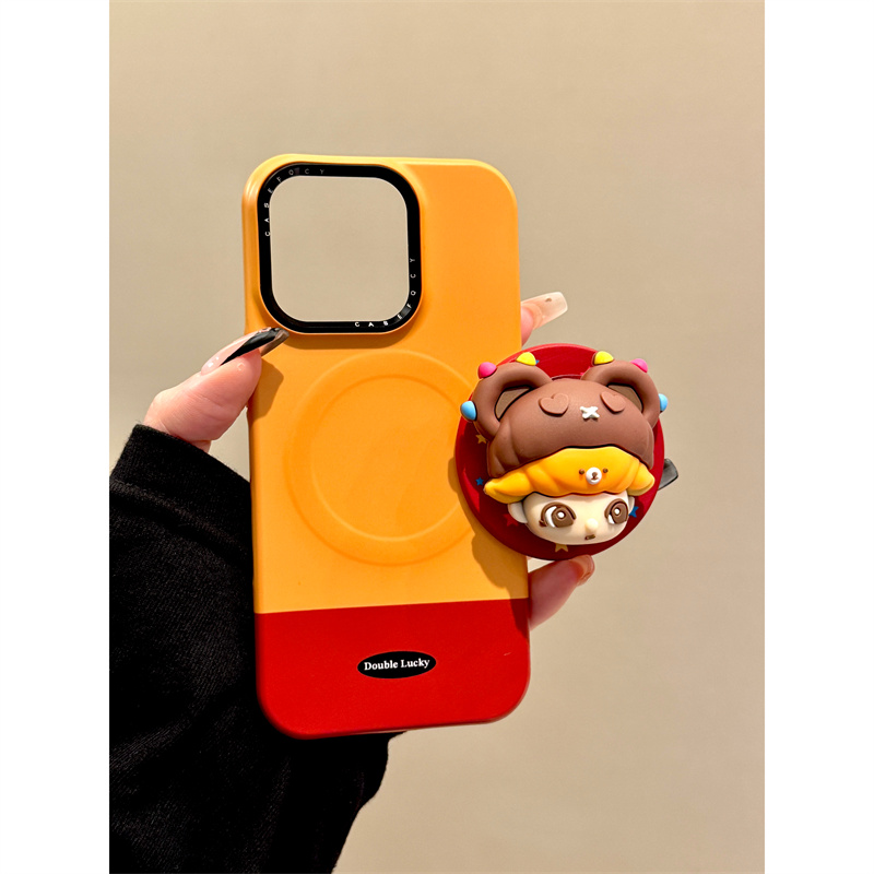 适用苹果iphone16promax拼色王子15pro简约14磁吸支架13ins手机壳