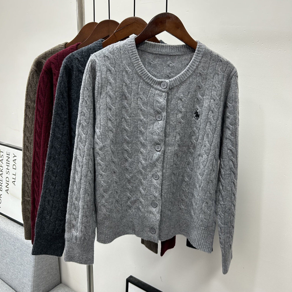 全羊毛开衫【衣长55】 圆领领针织衫女长羊毛衫毛衣开衫