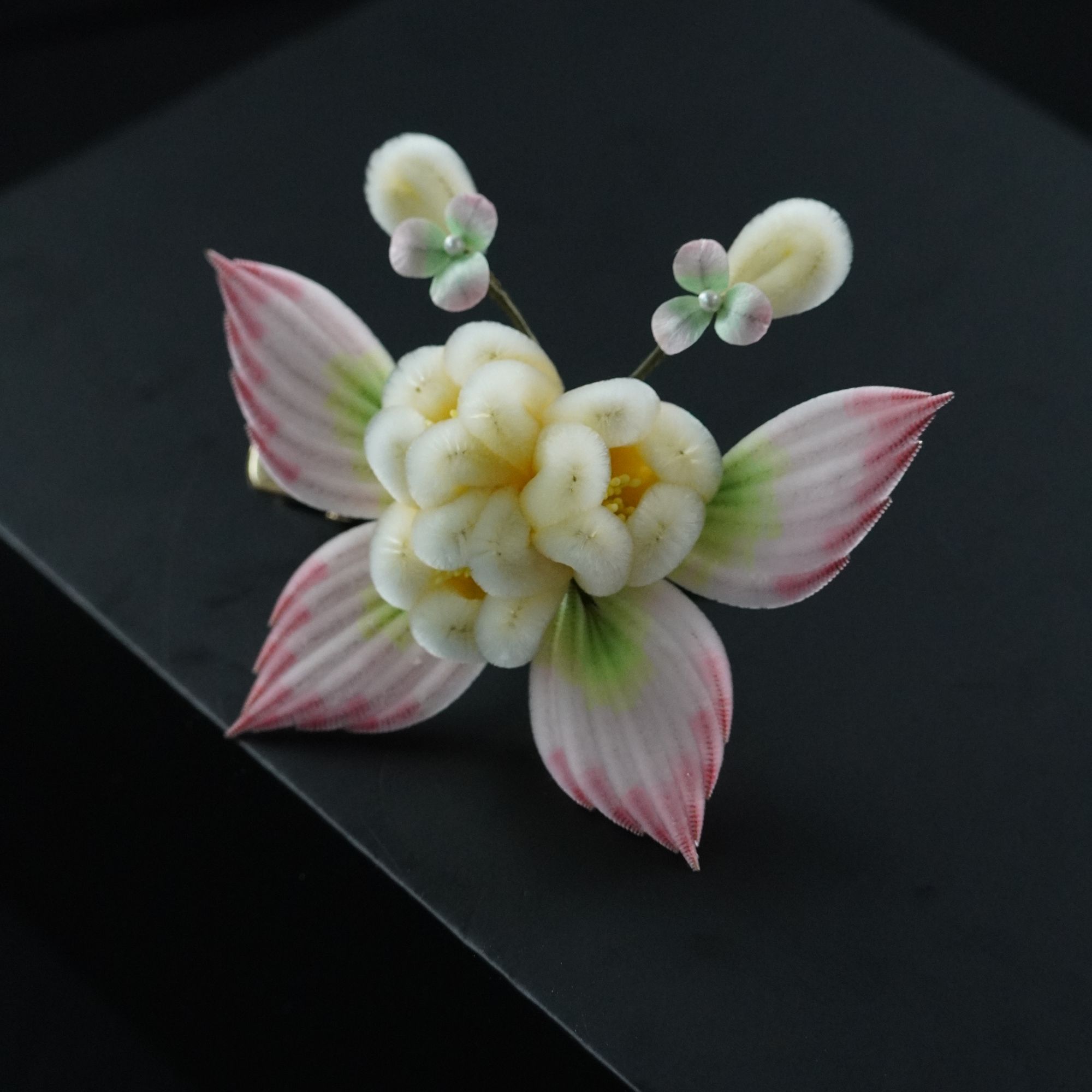 凤蝶淡黄 边夹非遗绒花南京绒花日常配饰国风古风中式气质