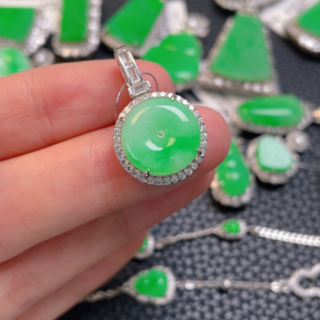 翡翠银S925镶嵌吊坠(不含链)