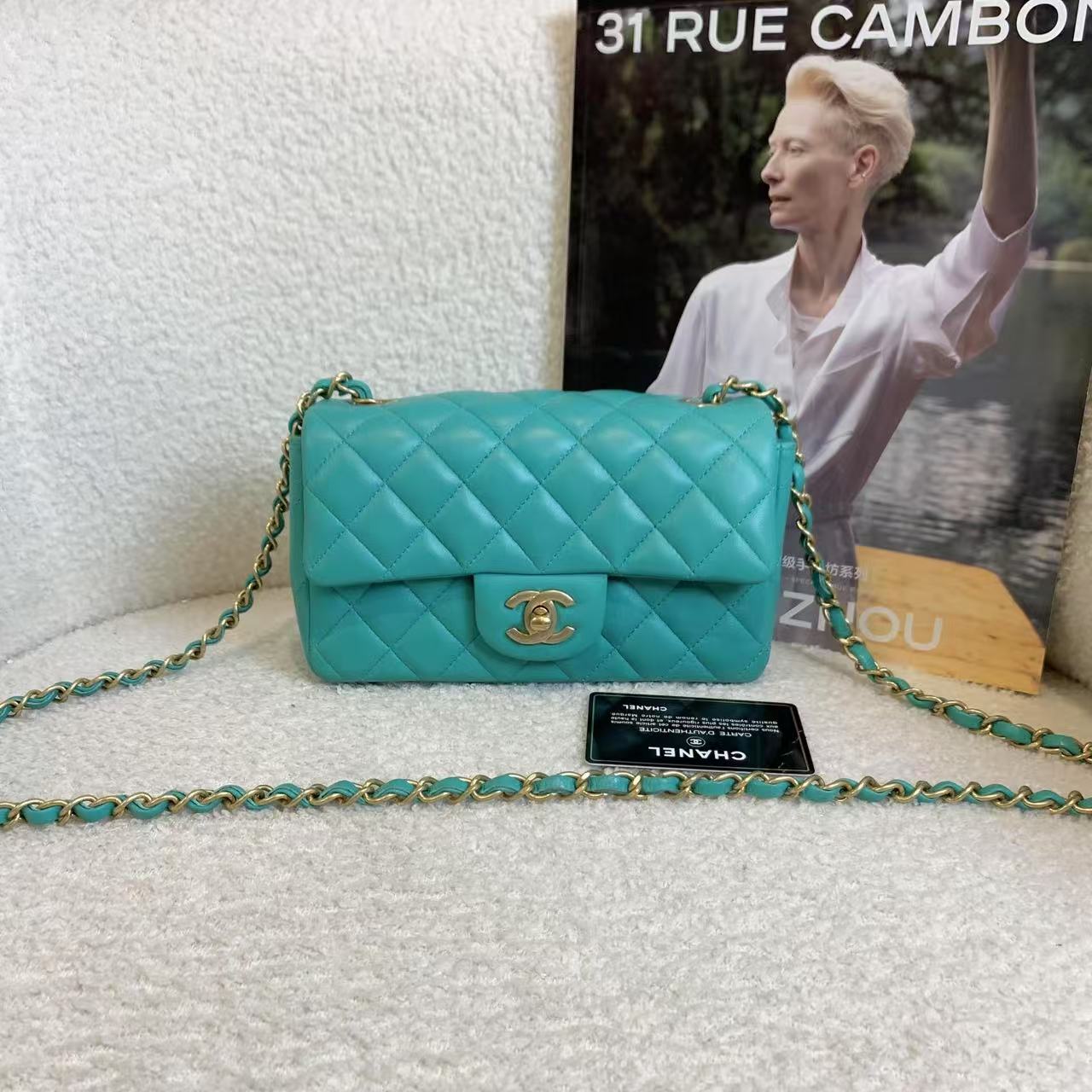 99新 Chanel/香奈儿 壹臻/湖蓝色大mini 27开/45221628