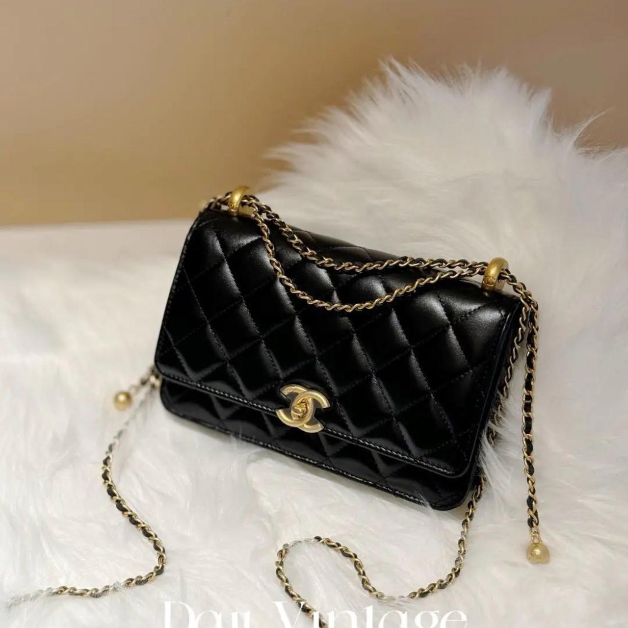 99新 Chanel/香奈儿 大吉中古/香奈儿黑金双金珠woc斜挎包