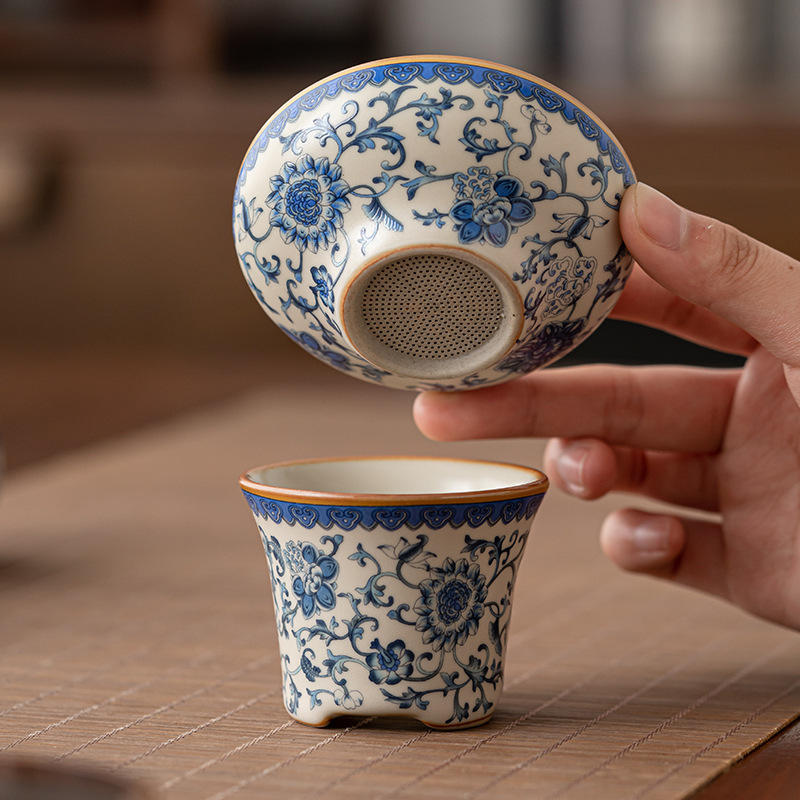 米黄开片汝窑茶漏茶滤单个功夫茶具过滤网陶瓷过滤器茶隔茶叶漏斗