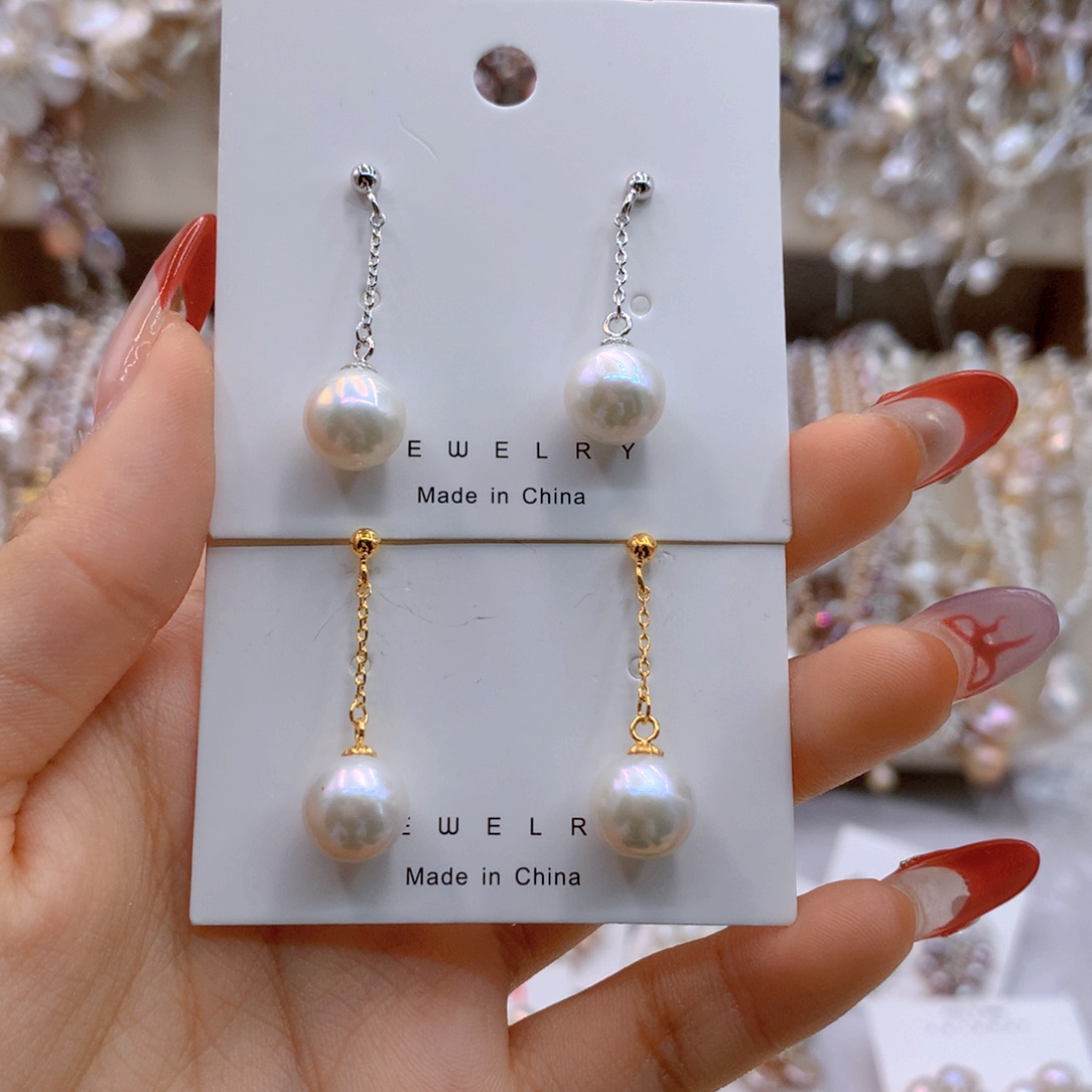 银S925镶嵌淡水珍珠耳饰