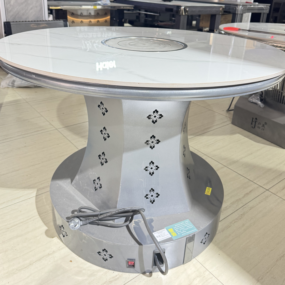 取暖电炉圆桌不用套子，和碳炉一个效果，家用圆桌简约餐桌