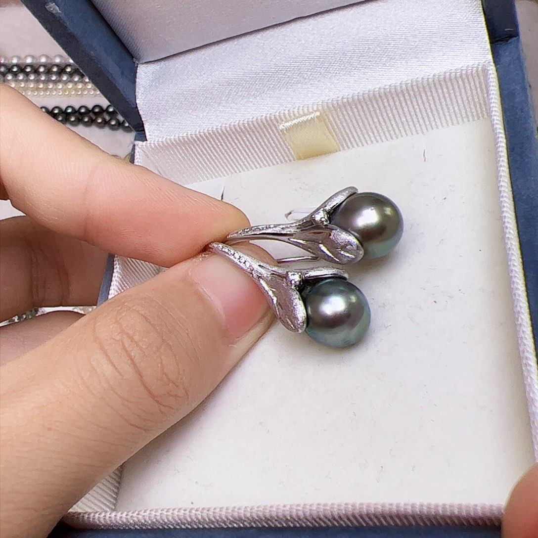 海水珍珠耳饰银S925镶嵌