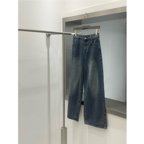 复古经典猫须磨白显瘦直筒牛仔裤男秋冬韩版宽松百搭高腰NZ2909-1