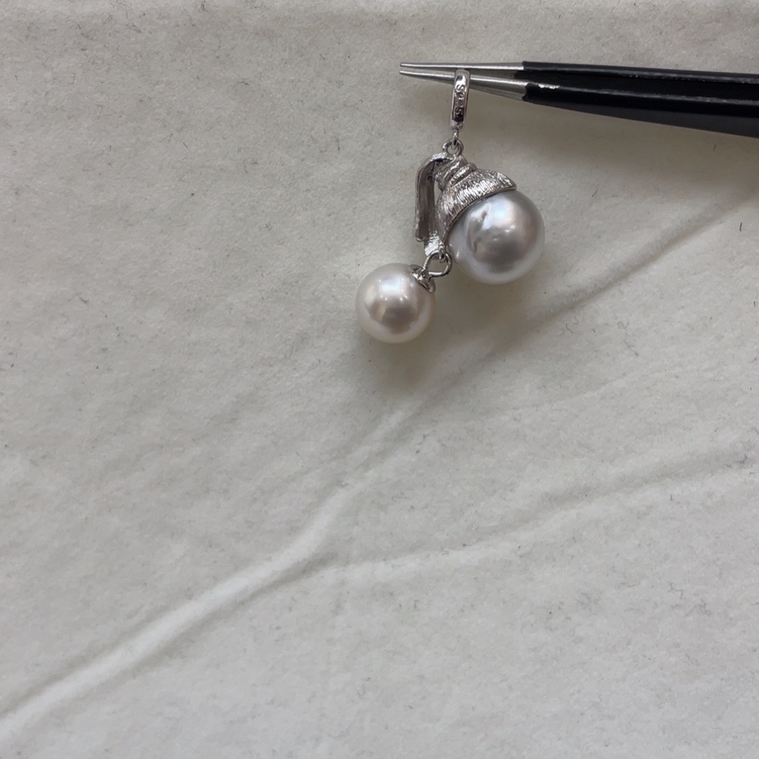 海水珍珠银S925镶嵌吊坠(不含链)