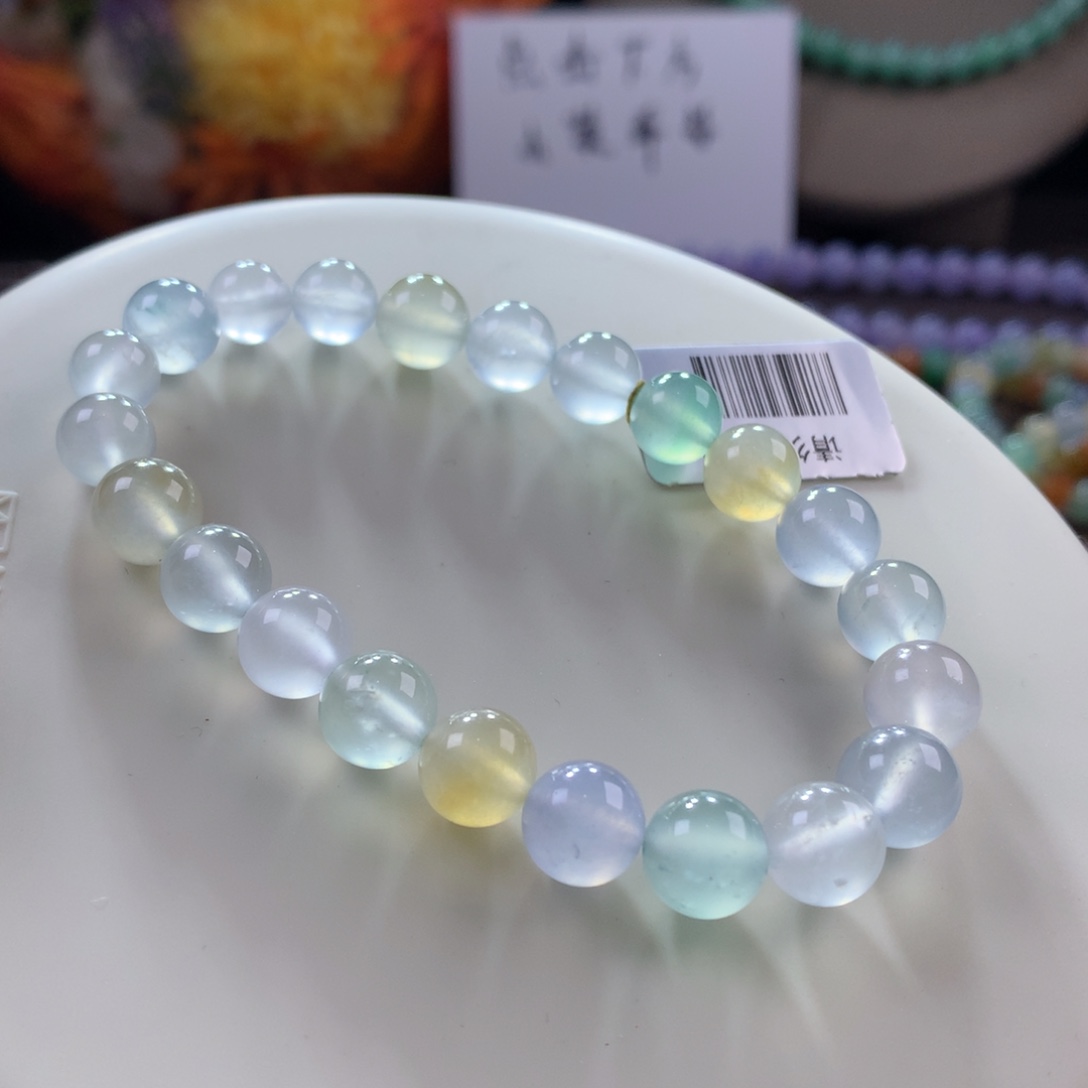 翡翠手链未镶嵌玻璃种幻彩手串