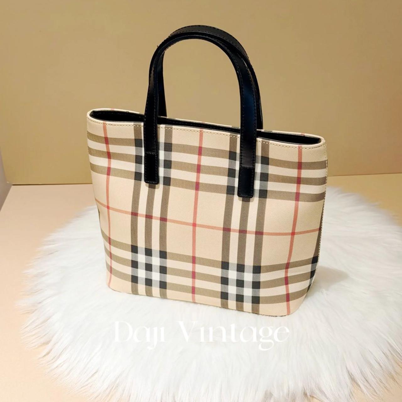 95新 BURBERRY/博柏利 大吉中古/Burberry经典格纹tote手提包