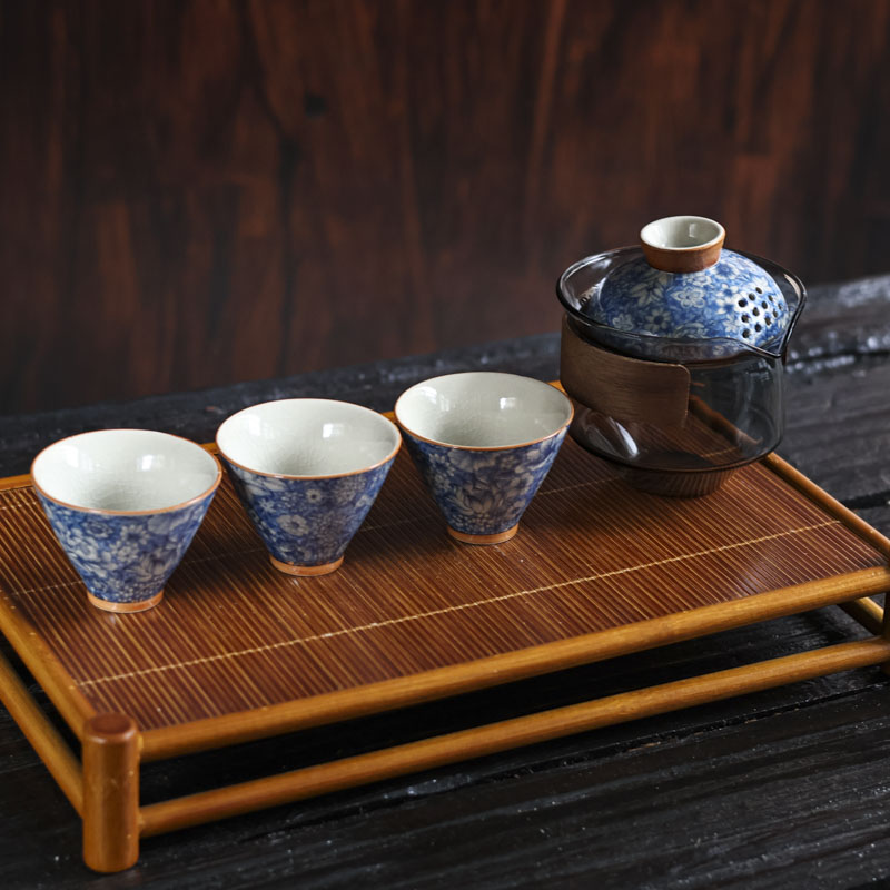 【悦生活】青花满花旅行套组-壶240ml杯50ml（Q5277）