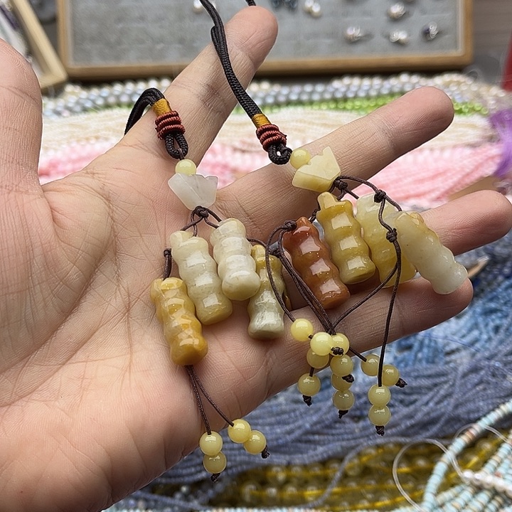 玛瑙/玉髓珠宝半成品未镶嵌2个黄龙玉挂件