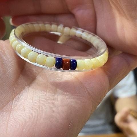 琥珀裸石未镶嵌白蜜手串，5mm+