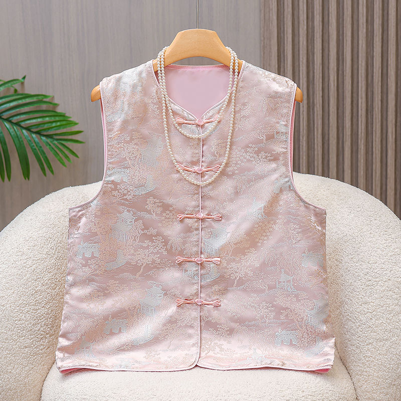 【亭台楼阁】25新中式国风黄马甲女式气质网红爆款时尚百搭复古