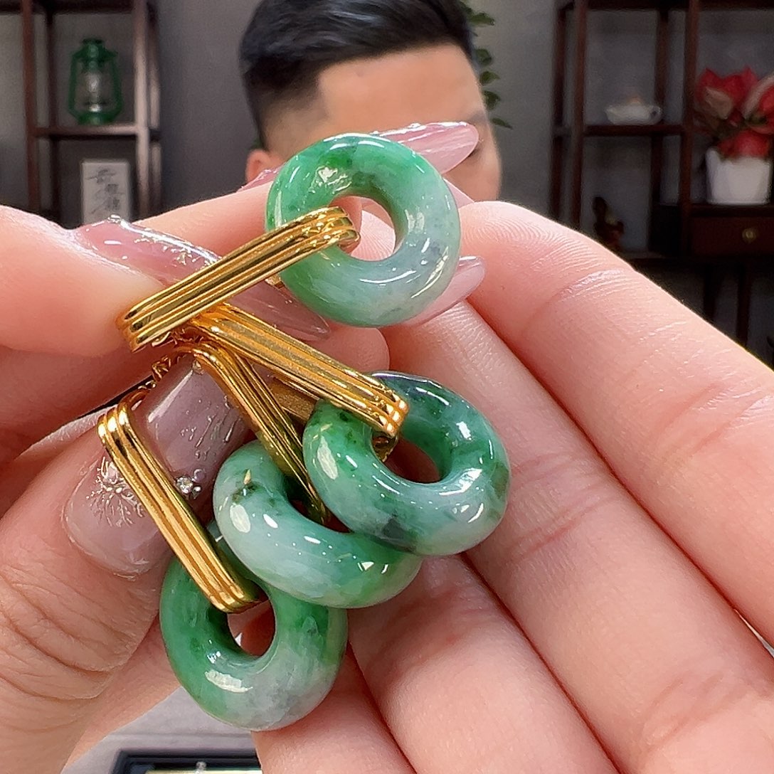 翡翠耳饰银S925镶嵌多样性发货一副