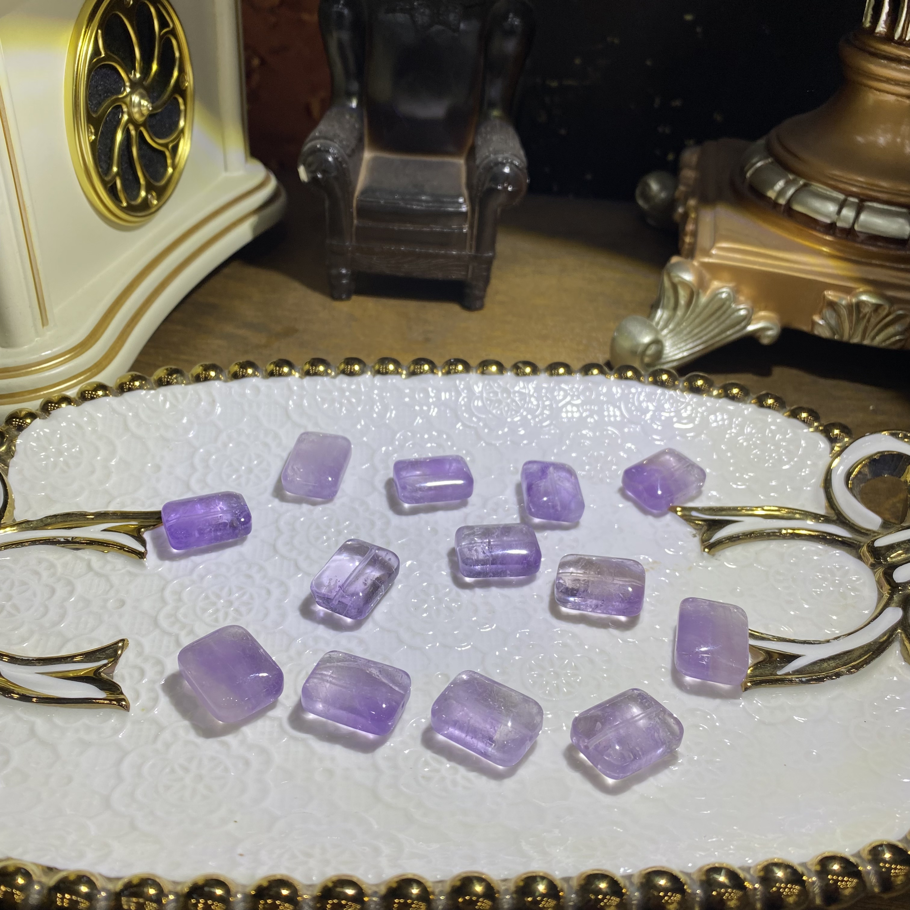 D288-天然老料紫水晶方牌DIY手工配珠-多样性发其一透明