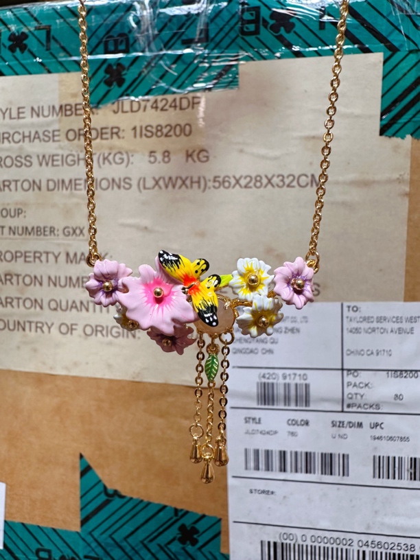 铜合金珐琅项链 甜美花朵蝴蝶项链彩色百搭首饰吊坠配饰可爱饰品
