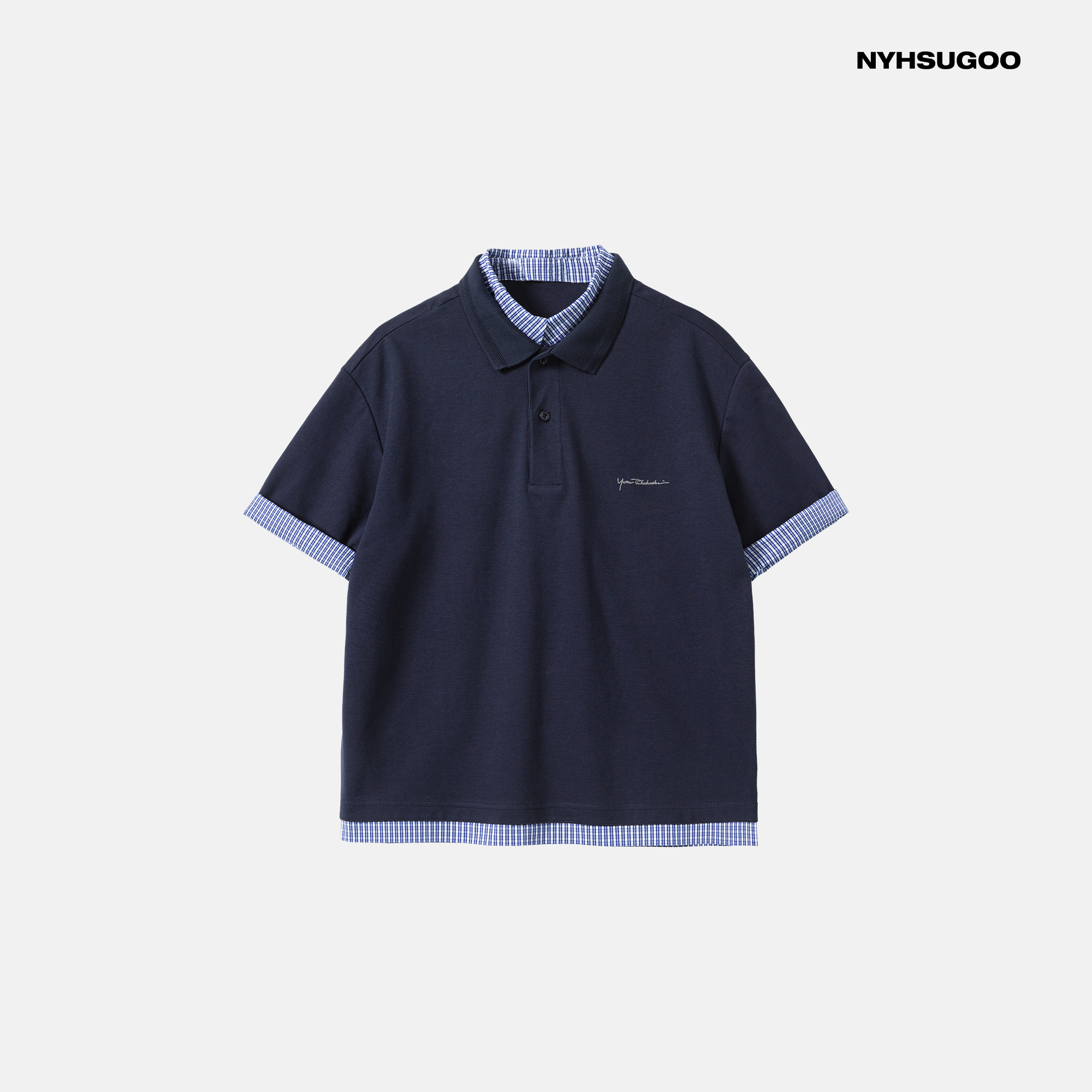 NYHSUGOO/南乙夏季新品男士高密定织假两件POLO衫3636休闲短袖