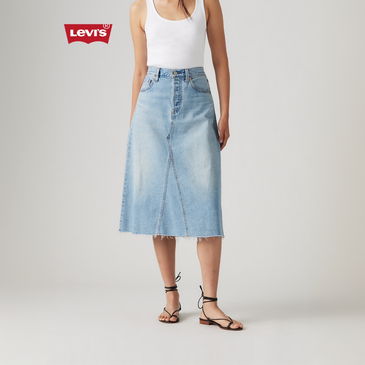 【商场同款】Levi's李维斯25年夏季新款女高腰A字牛仔中长裙A9316