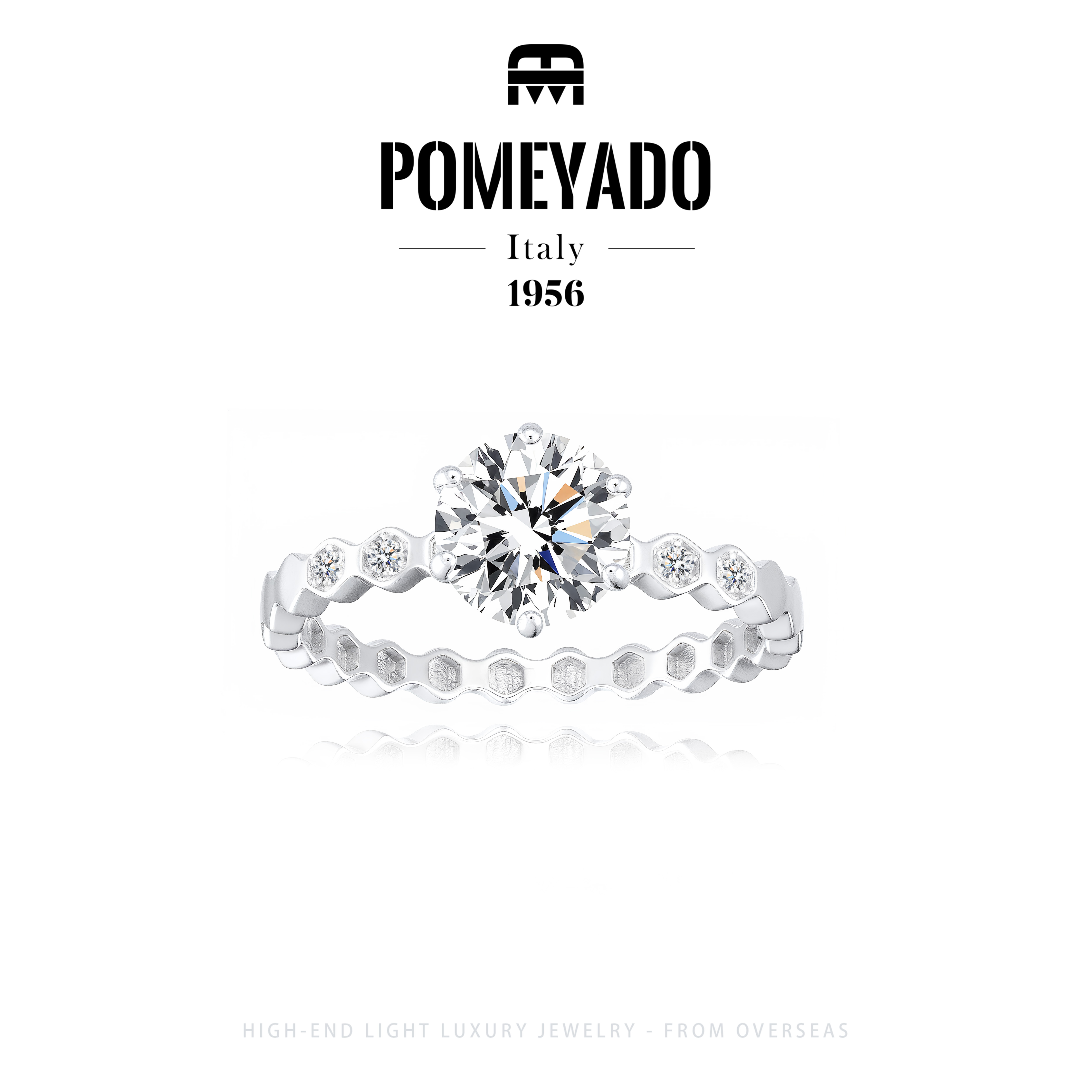 925银【永恒之耀】Pomeyado经典六爪蜂巢戒指F2900