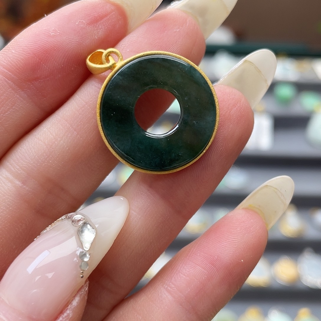 翡翠银S925镶嵌吊坠(不含链)