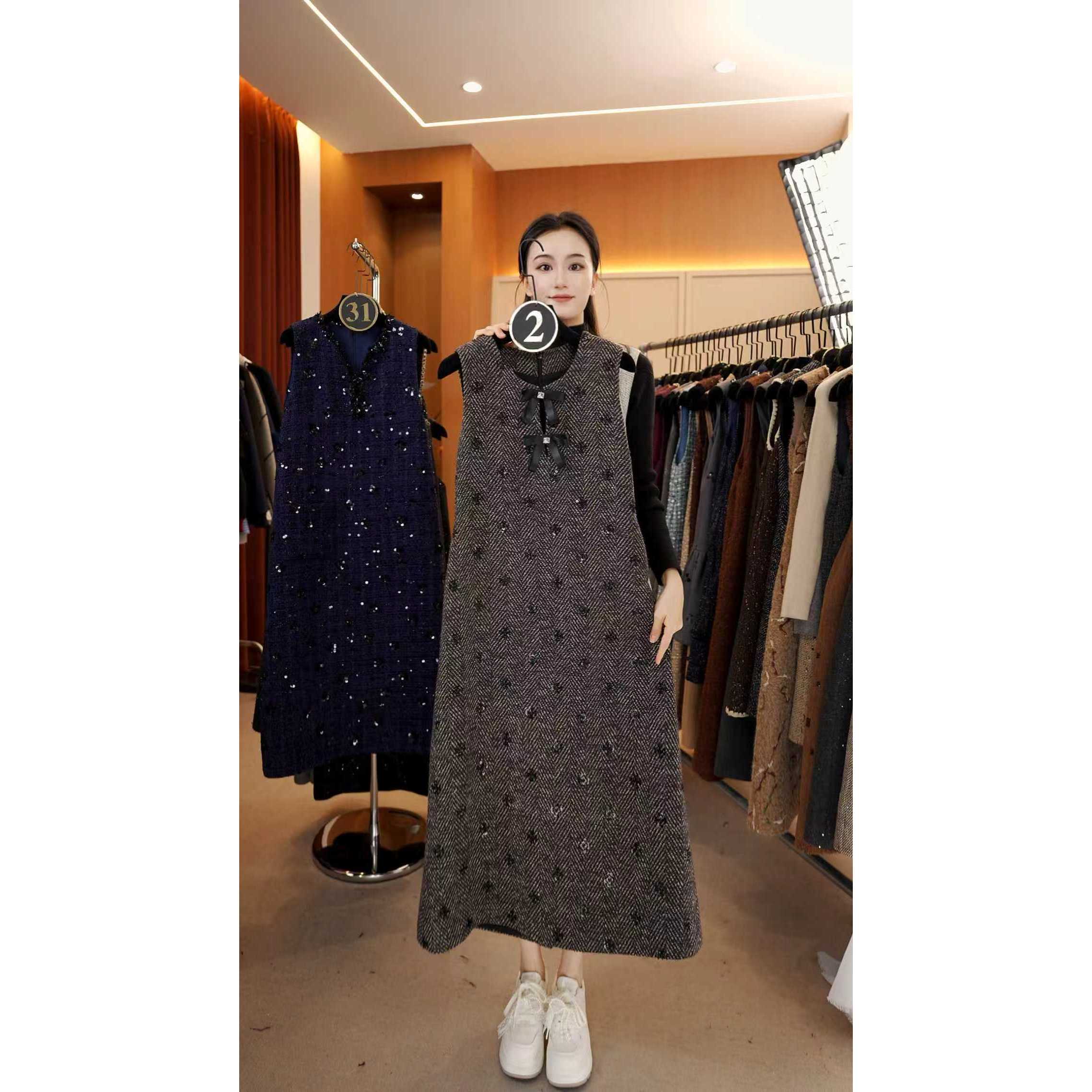 【宠粉价】秋款高定轻奢时尚气质无袖设计连衣裙NH-WX023