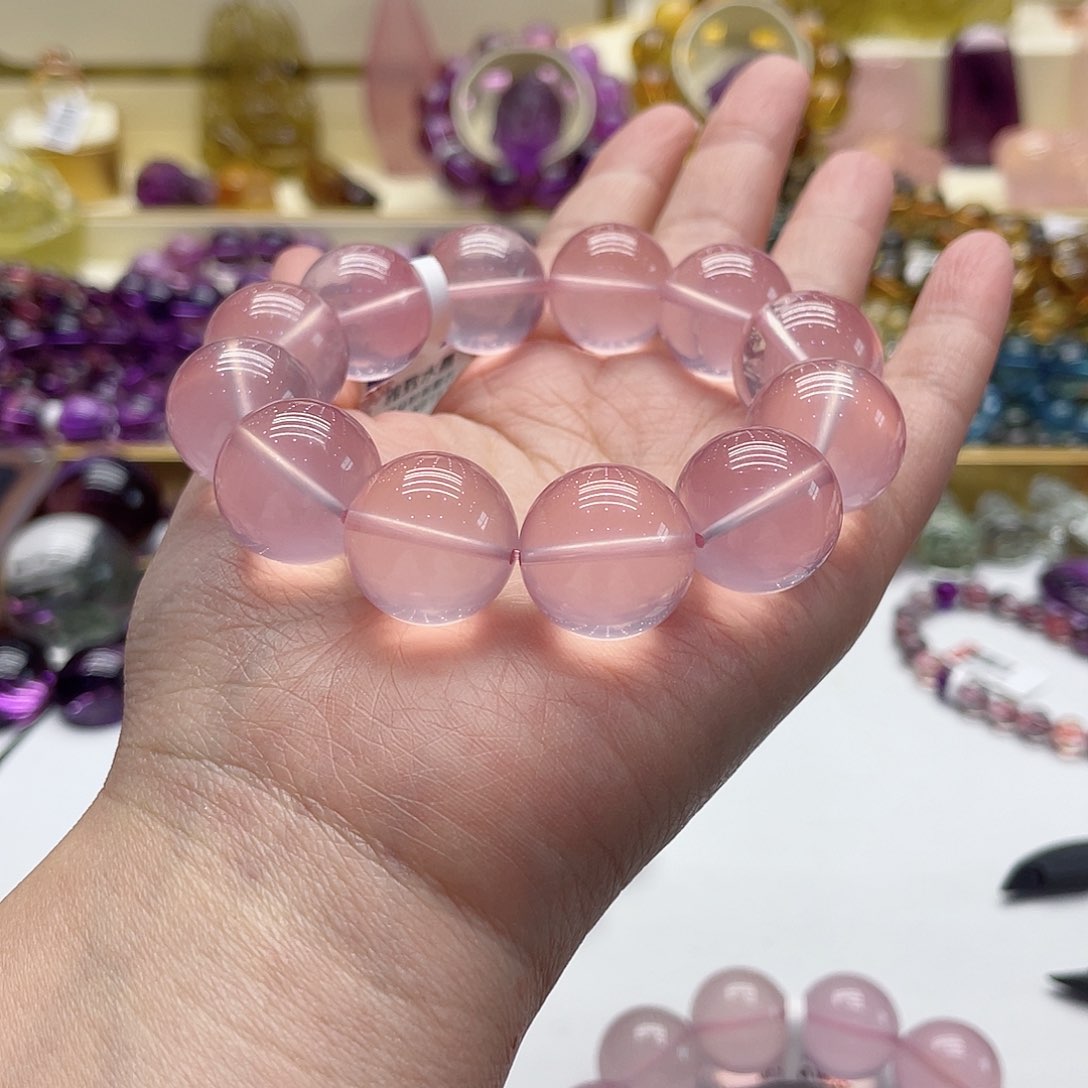 芙蓉石手链未镶嵌粉晶