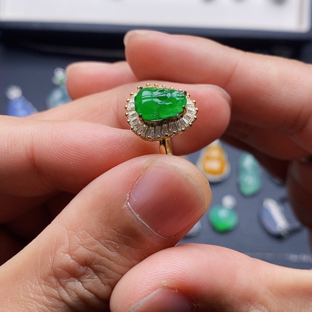 银S925镶嵌戒指翡翠戒指