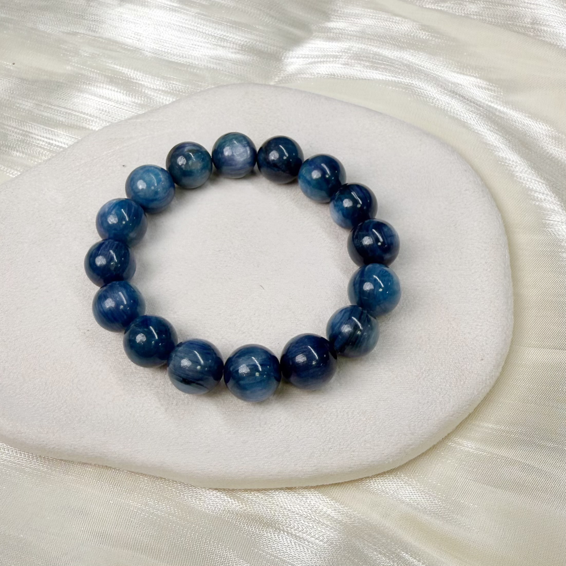 【蓝影】原创天然水晶蓝晶石满串单圈手串优质料子