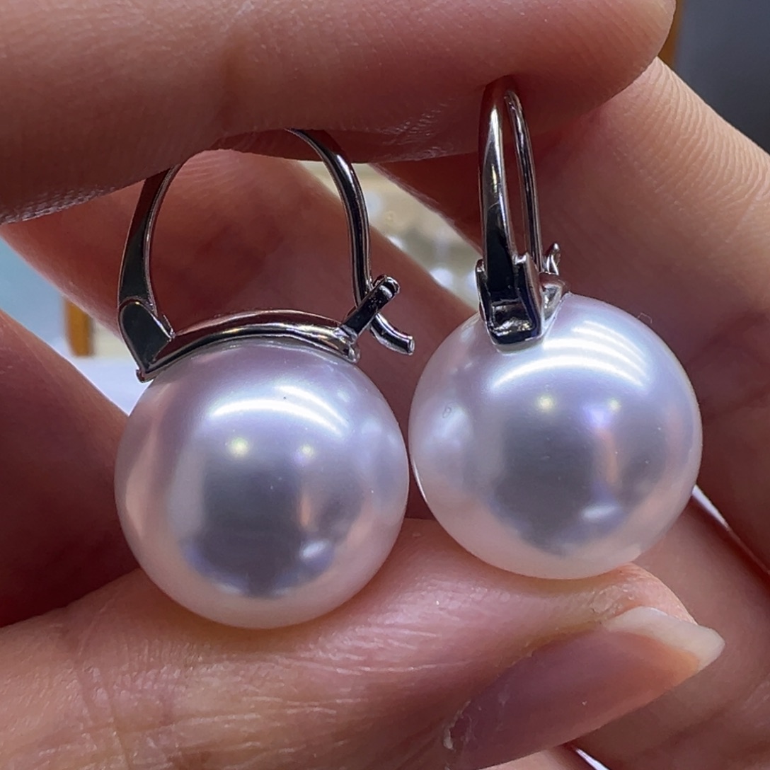 耳饰银S925镶嵌淡水珍珠