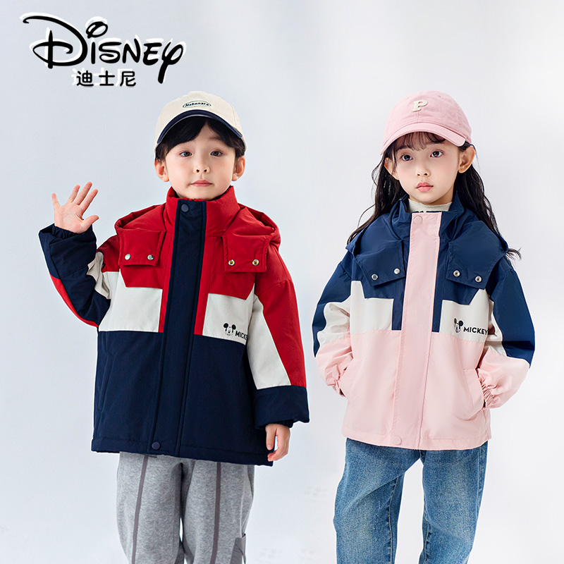 Disney/迪士尼t儿童撞色连帽短款春季外套男女童上衣XMR1SW802