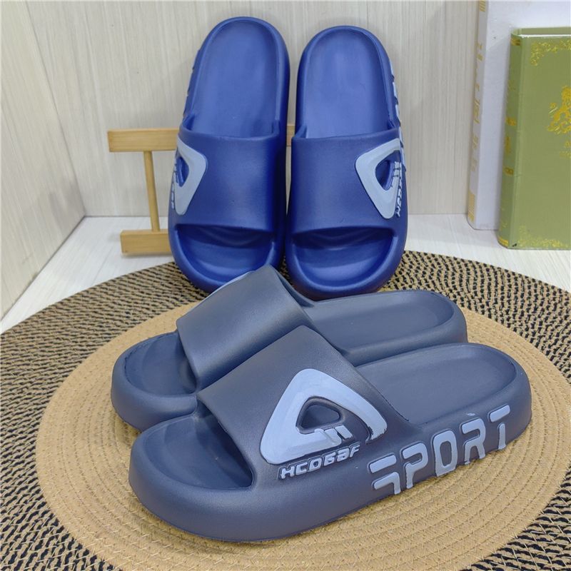 拼色厚底字母一字拖男士塑料拖鞋防臭休闲图腾