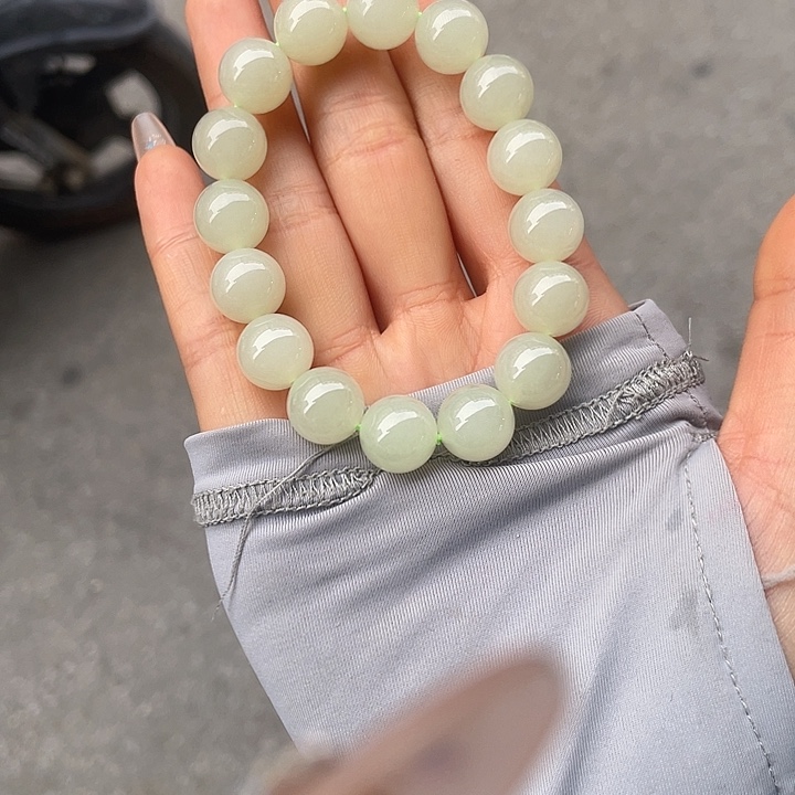 和田玉未镶嵌手链卡12纯色青海料手串