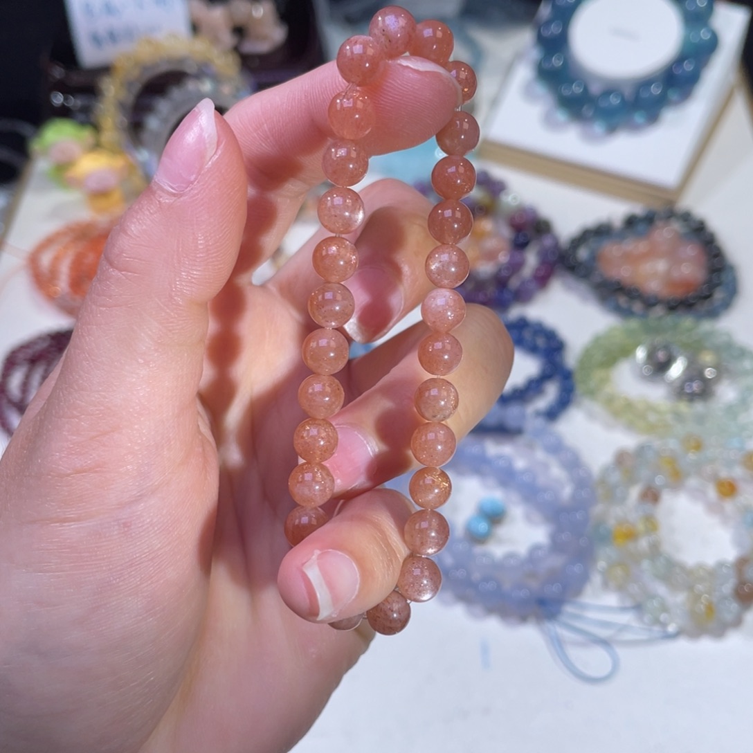 未镶嵌手链水晶满金沙太阳石6+