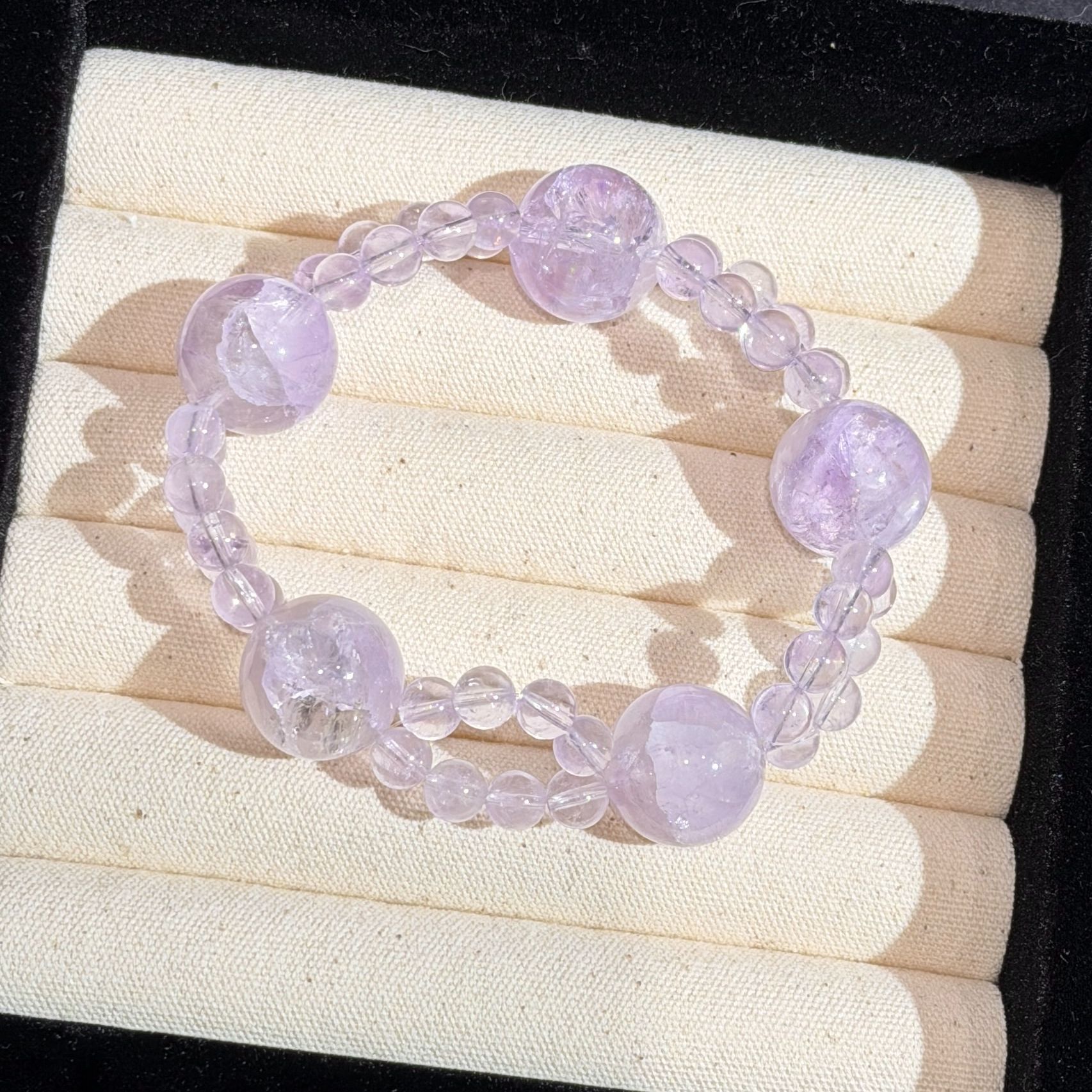 《薰衣草双圈》A492天然水晶薰衣草双圈设计款手串多样性发一
