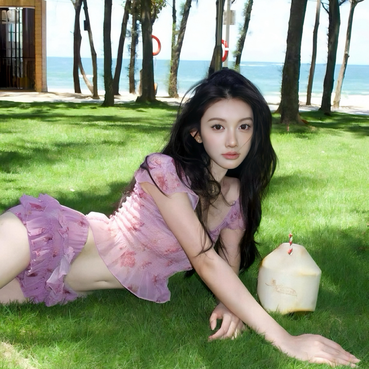 「花漾迷迭」带钢托版法式纯欲风性感碎花分体比基尼女温泉度假