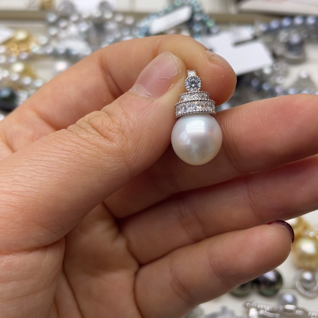 海水珍珠吊坠(不含链)银S925镶嵌