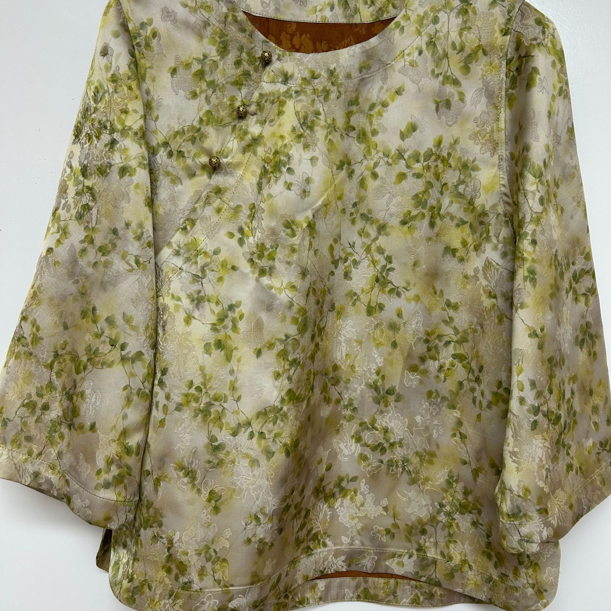 【8655】春意—2026新款圆领新中式九分袖提花上衣