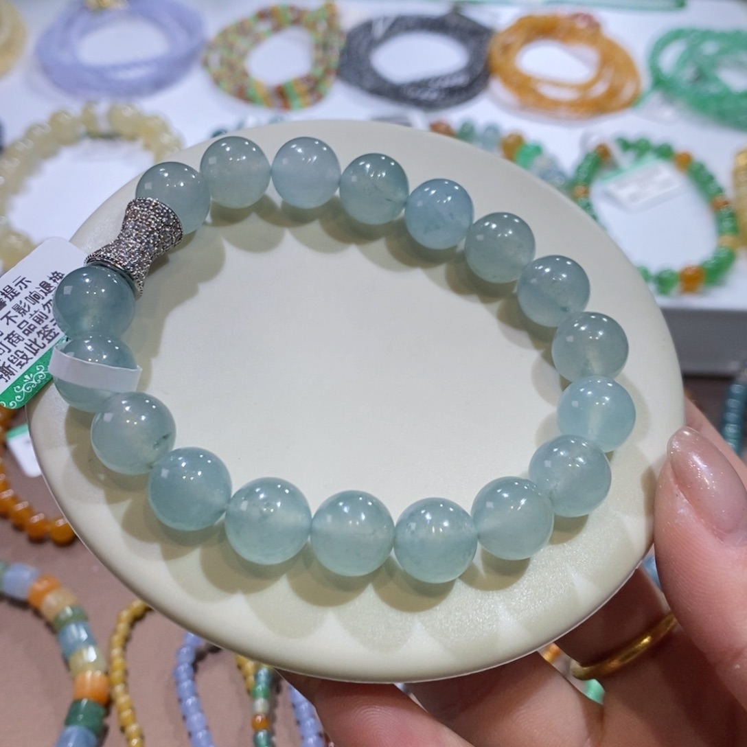 翡翠手链未镶嵌冰胶蓝绿