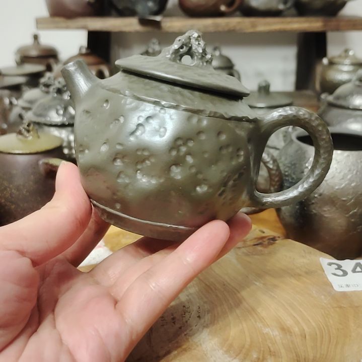 坭兴陶纯柴烧全手工太湖石茶壶