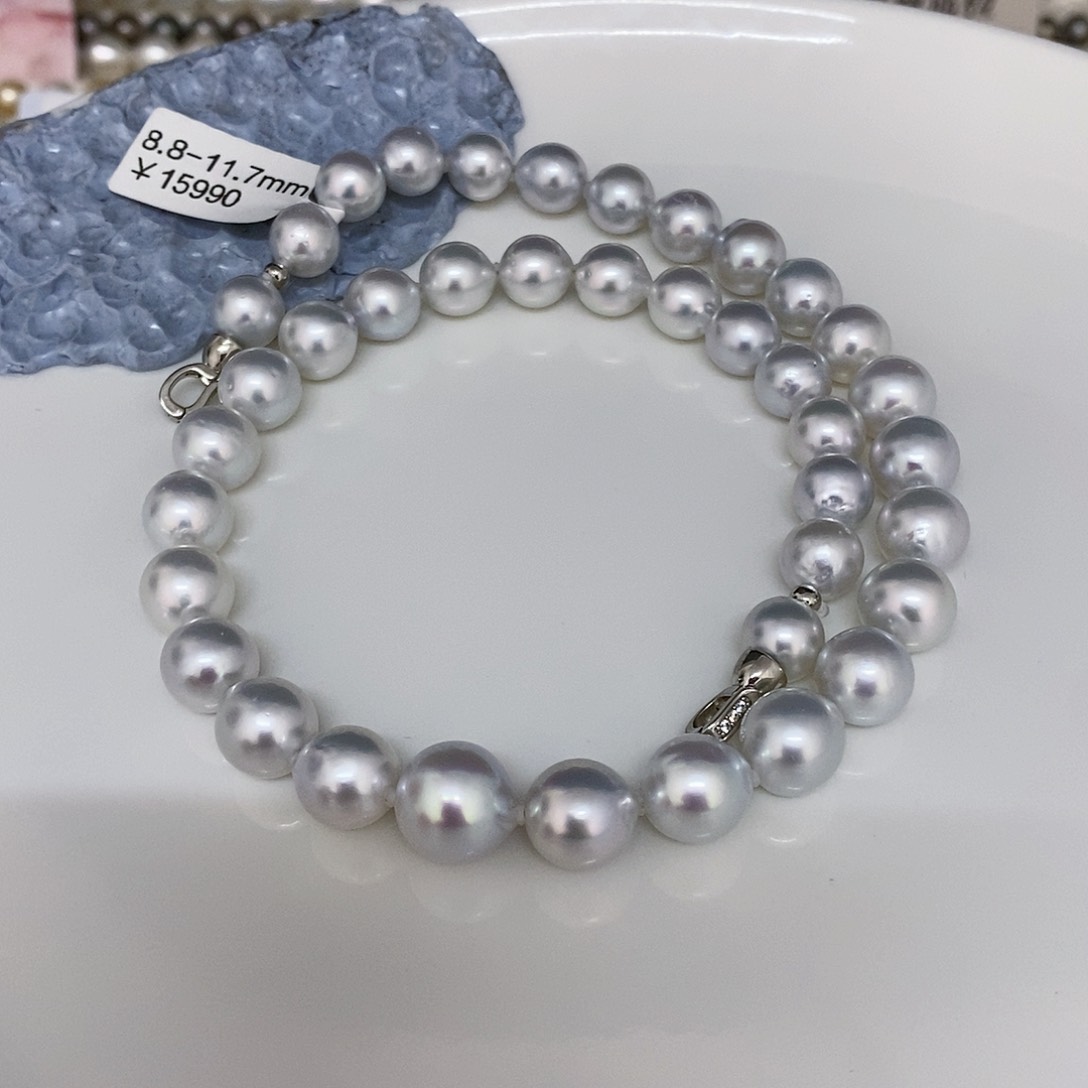 未镶嵌海水珍珠裸珠l**k澳白项链8.8-11.7园